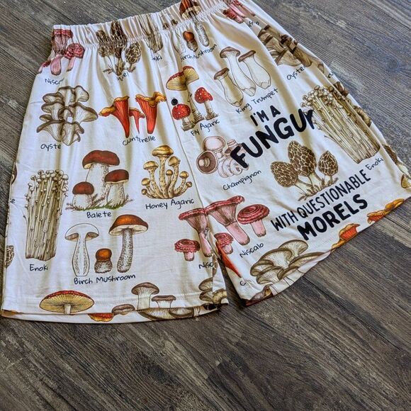 BRIEF INSANITY Men’s Loose Fit Boxers “I’m a Funguy" Mushroom Print NWOT - Picture 2 of 9